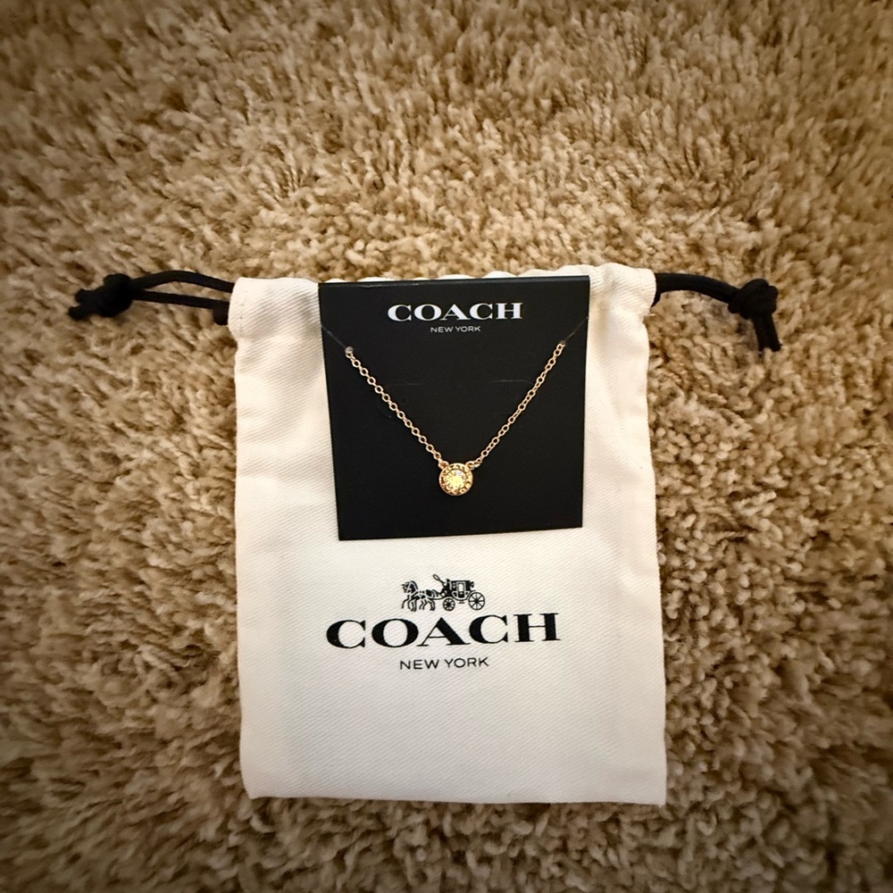 Coach Gold-Tone Disc Pendant Necklace - Picture 1 of 1